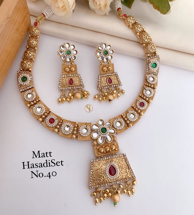 04 MH Designer Gold Matte Hasadi Set Wholesale Shop In Surat
